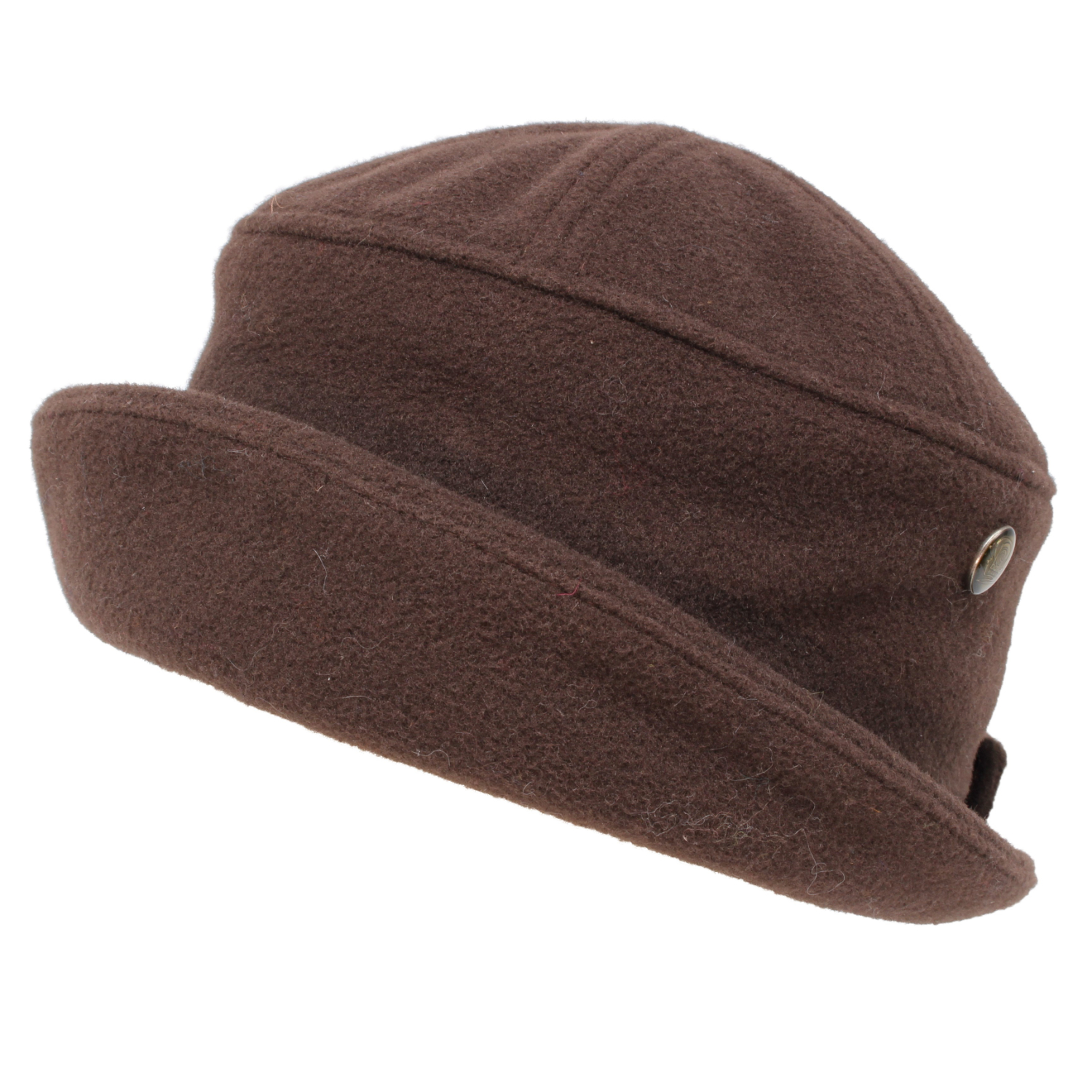 Damenhut uni Edel Velour - Klett + Klappe Braun M-56/57 cm