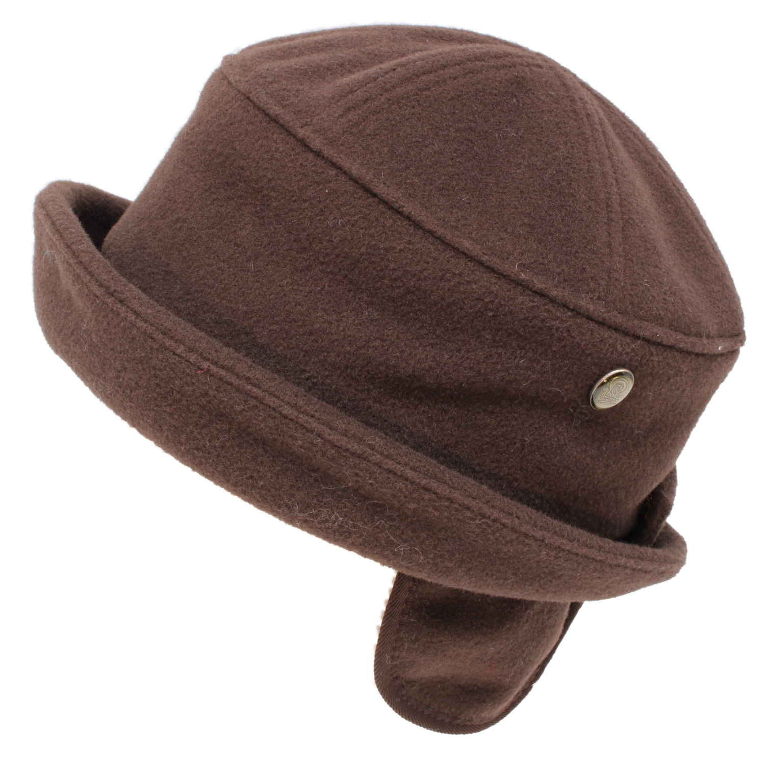 Damenhut uni Edel Velour - Klett + Klappe Braun M-56/57 cm