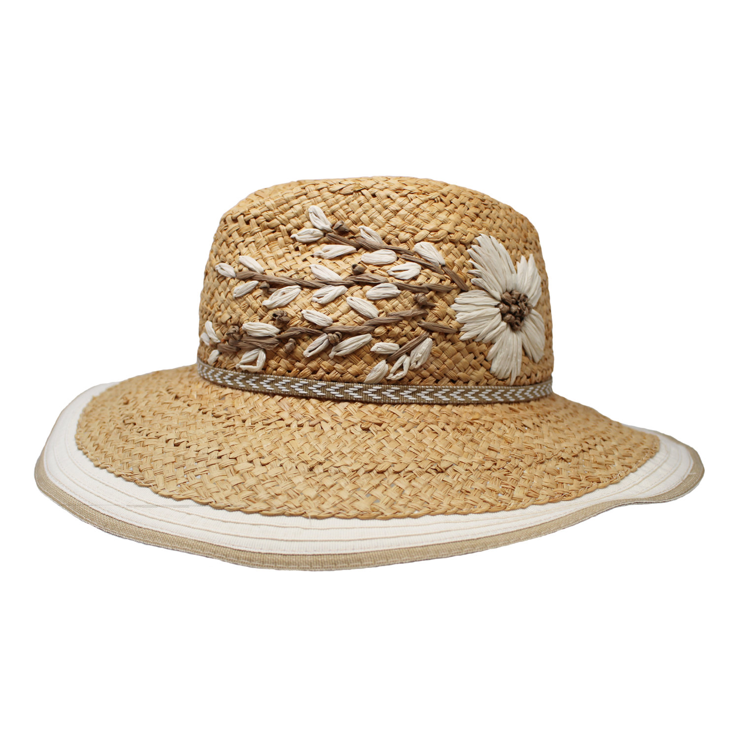 Fedora Stickerei natur M