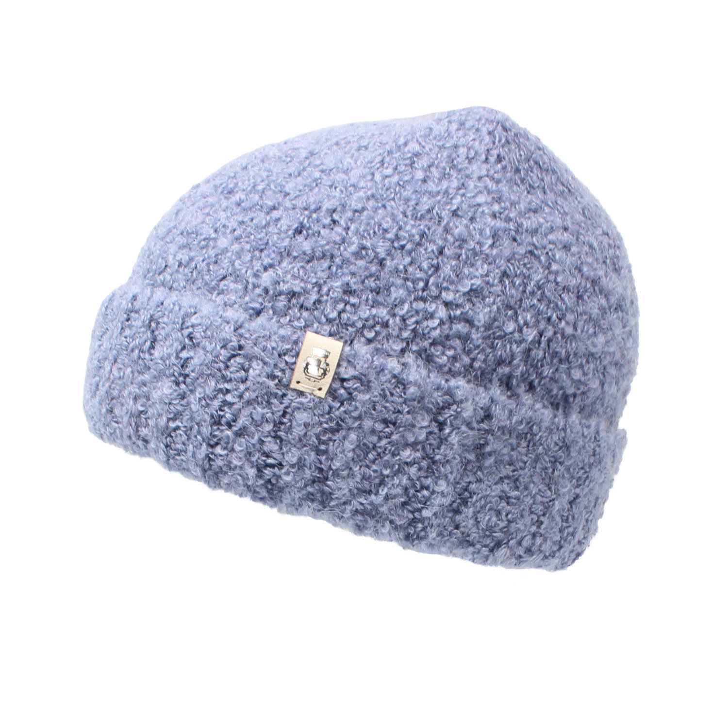 Classic Bouclé Umschlag-Mütze Jeans