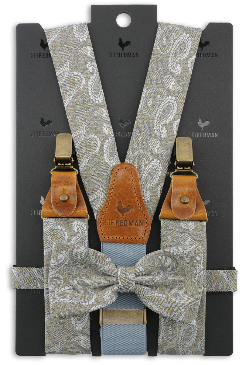 Hosenträger Fliege Paisley  marrone