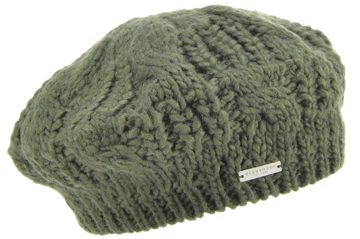 Strickbaske mit Zopfmuster Olive